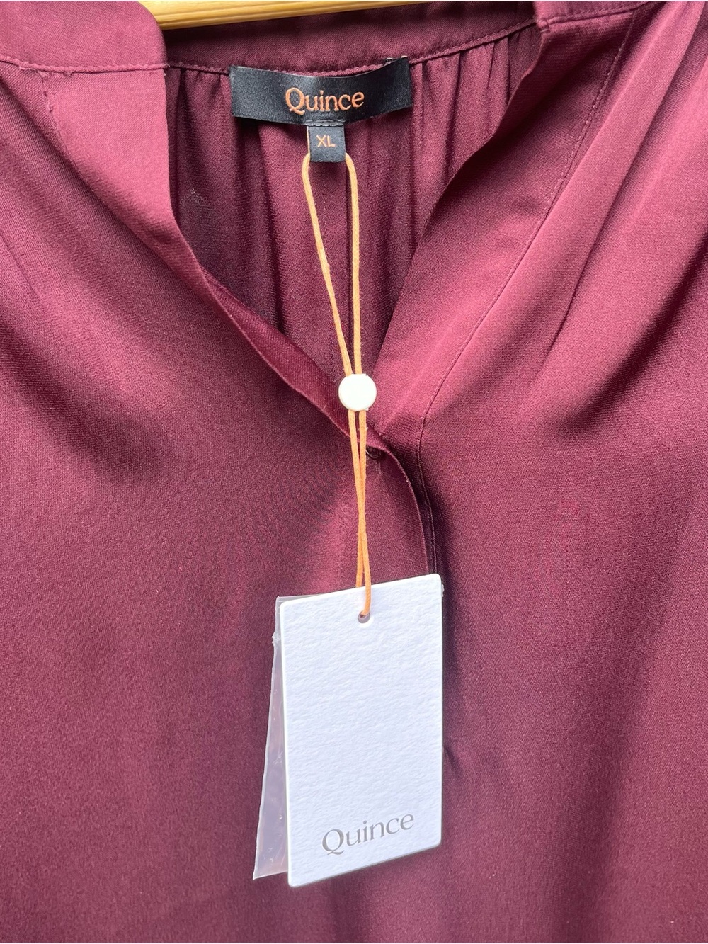 NWT Quince Washable Stretch Silk Dolman Sleeve Blouse Women’s XL Maroon - Picture 10 of 11